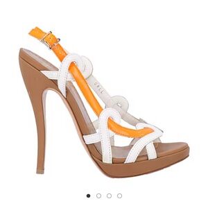 Bally leather colorblock slingback shoes sandals sz 6.5 orange white heels $850